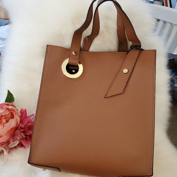 Roberta M Handbags - Roberta M Grommet & Stud Leather Tote Bag NWT